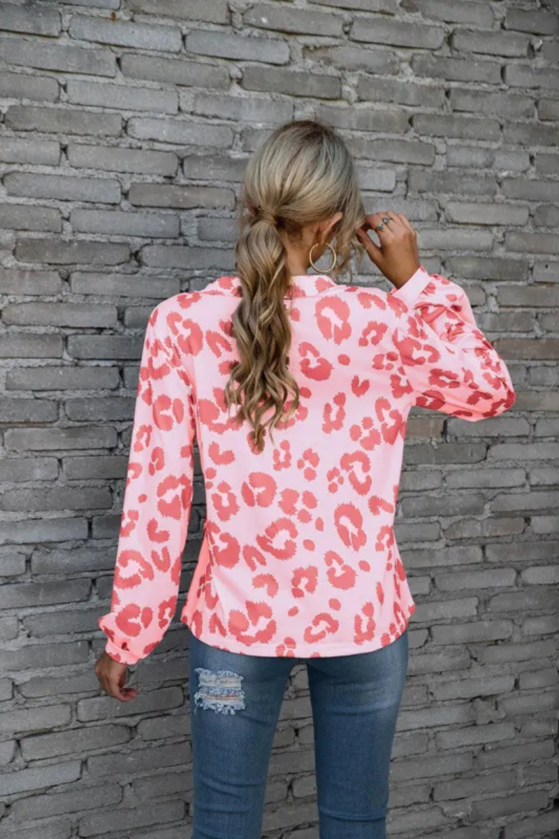 Zadie | Top de manga larga de leopardo suelto