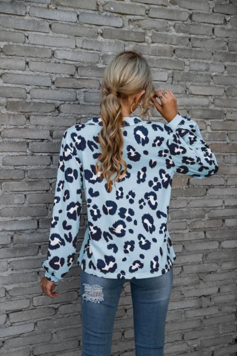 Zadie | Top de manga larga de leopardo suelto