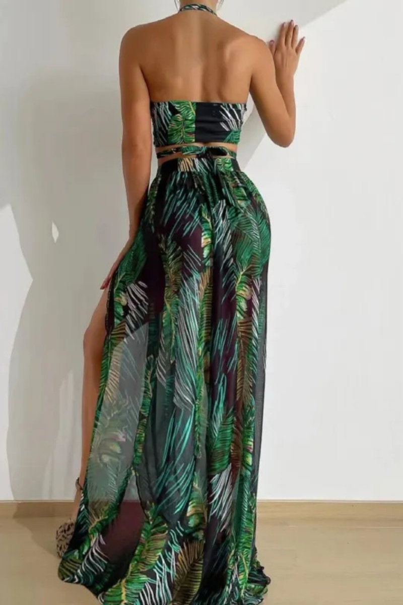 Zandria | Blusa Falda de gasa Traje de baño de tres piezas