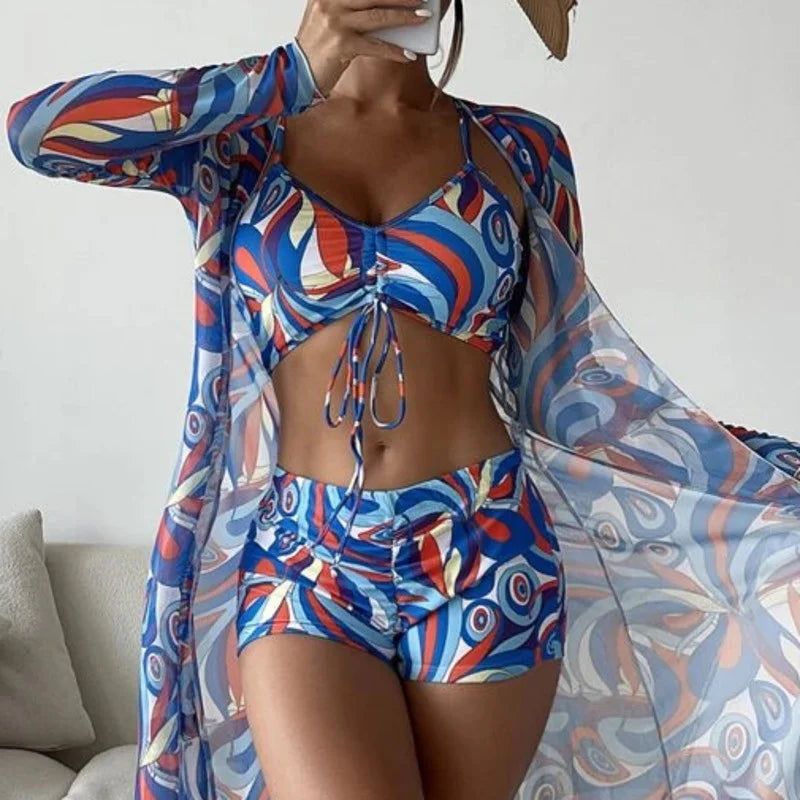 Olivia® | 3 en 1 top de bikini + pantalón + kimono