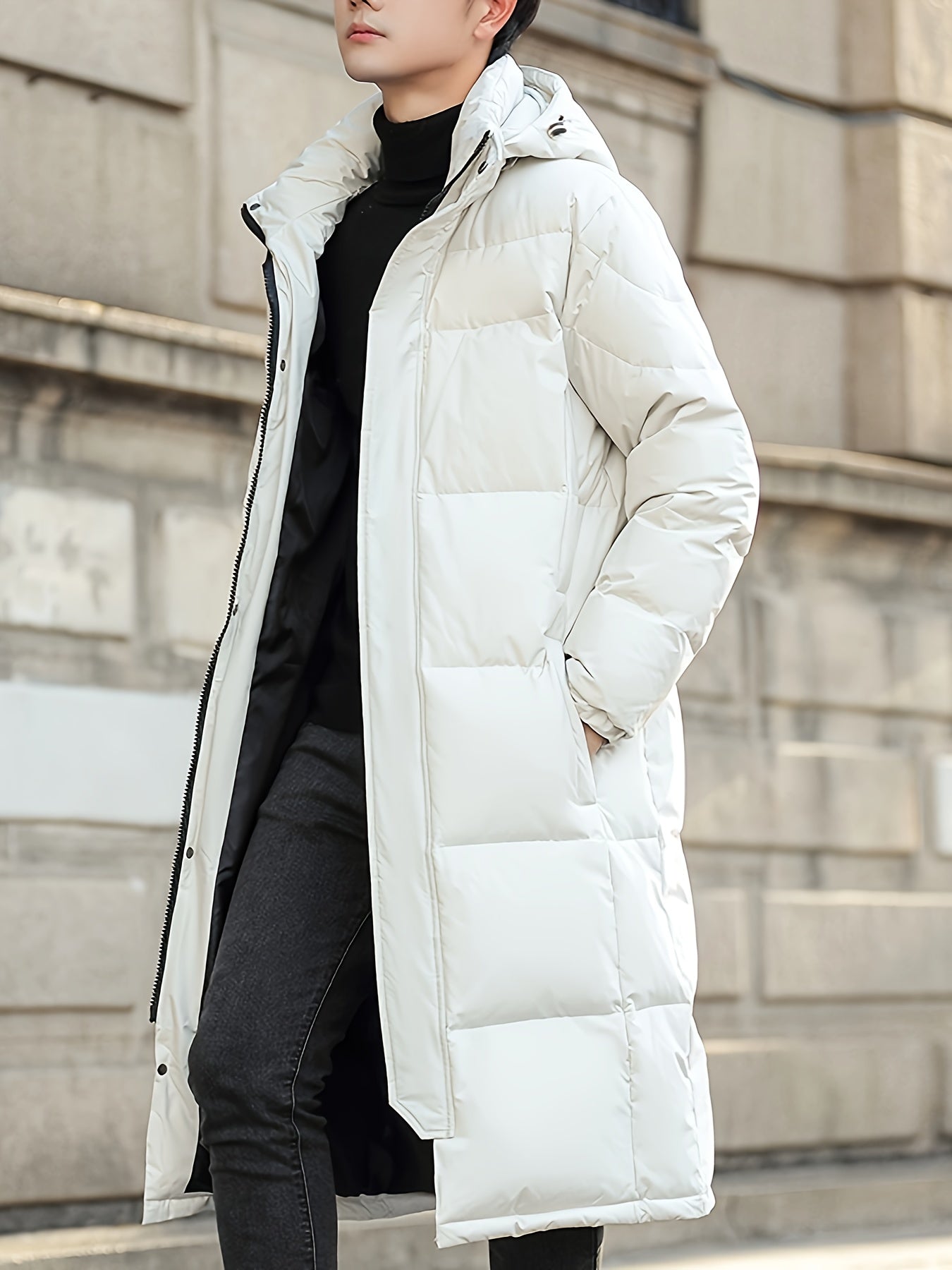 Elegante chaqueta de plumón de invierno con capucha larga para hombre | Perfecta para actividades al aire libre