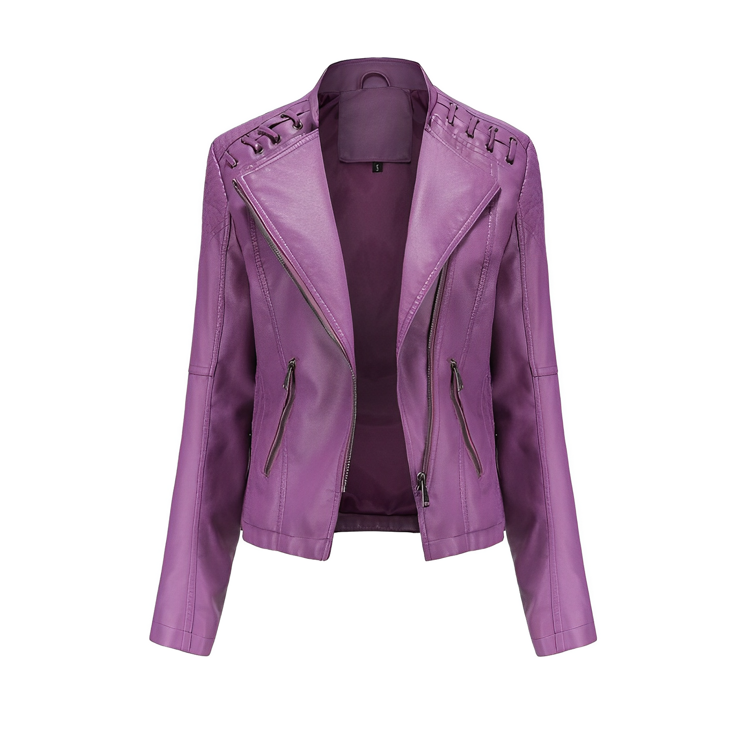 Chaqueta de cuero PU con cremallera