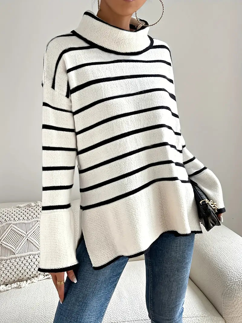 Gylda Sweater | Jersey de cuello alto a rayas para mujer