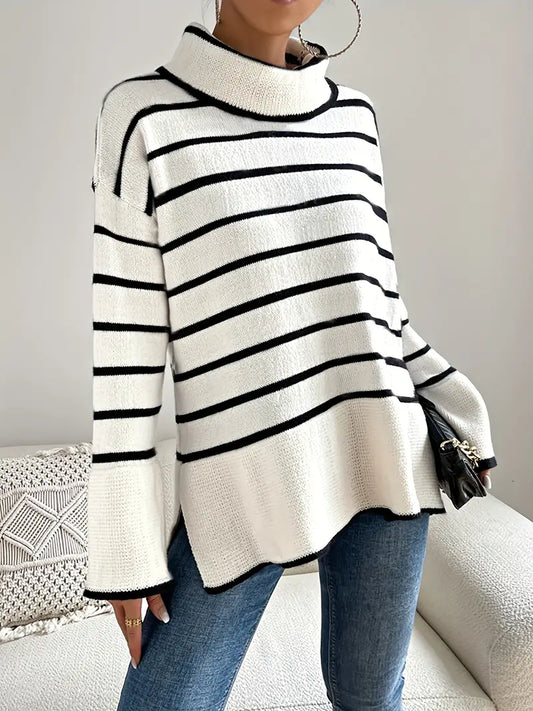 Gylda Sweater | Jersey de cuello alto a rayas para mujer