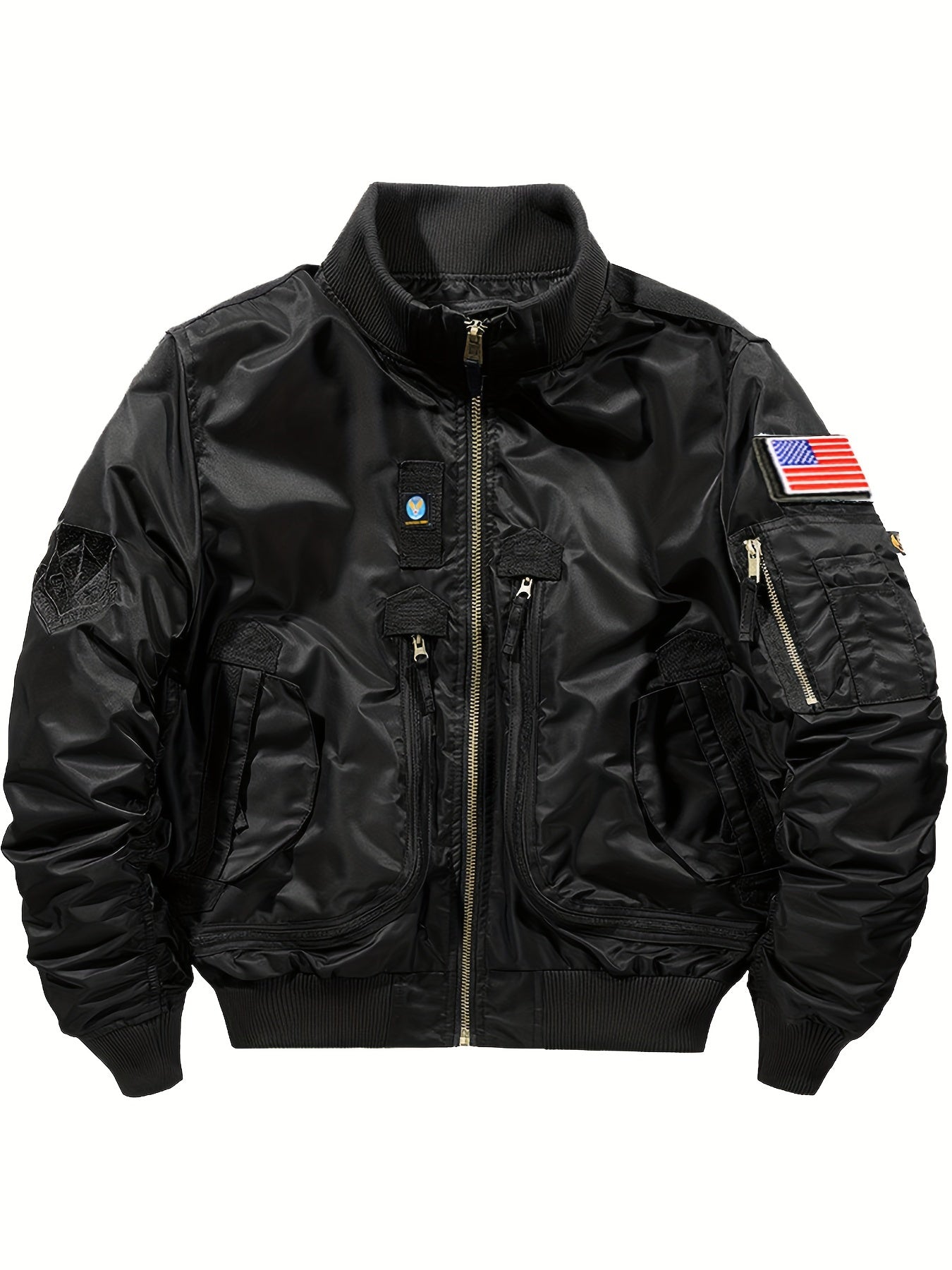 Cálida chaqueta táctica bomber con cuello alto para hombre | Perfecta para actividades al aire libre