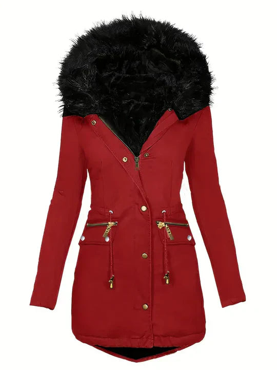 Ruby | parka con capucha de piel sintética y cordón de ajuste