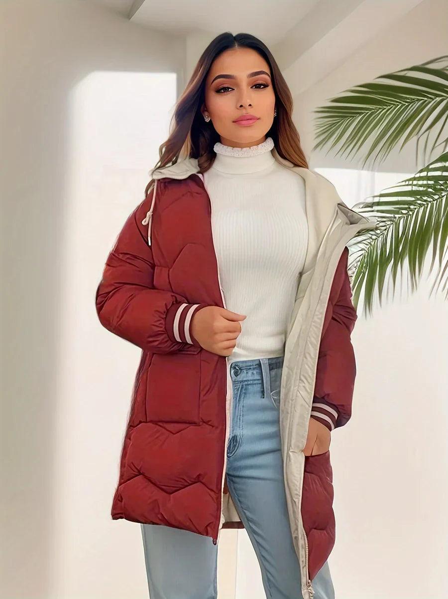 Hauda | abrigo con capucha y cremallera para mujer