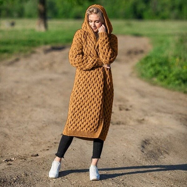 Chaqueta de punto con capucha para mujer