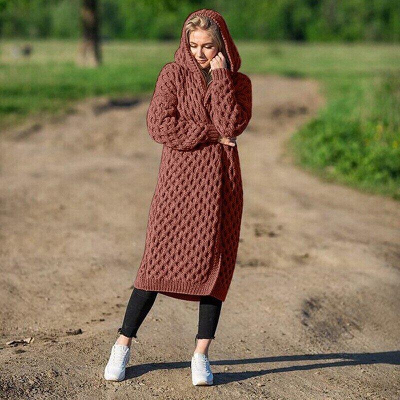 Chaqueta de punto con capucha para mujer