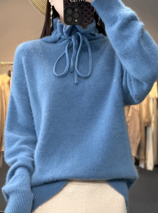 Jersey de mujer de cuello alto con lazo