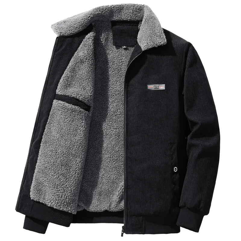 Henry | Abrigo de invierno de canalé con forro polar y cuello alto para hombre