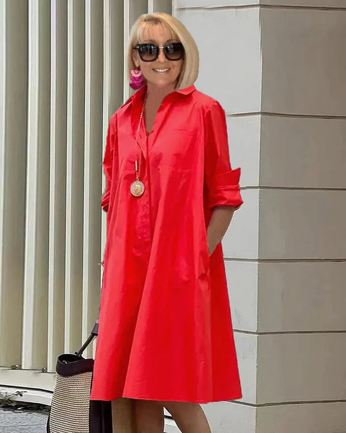 Vestido camisero sofisticado de estilo elegante para mujer