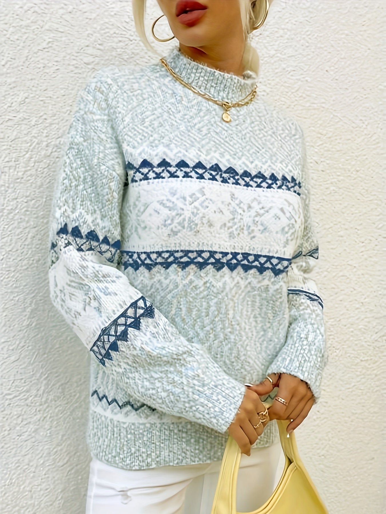 Lina - Jersey copo de nieve para mujer con cuello alto