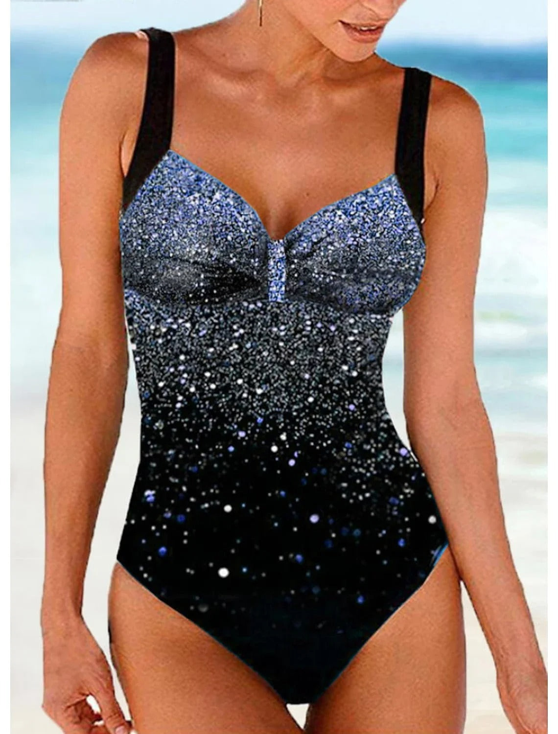LolaBeach - Bañador con estampado de lentejuelas