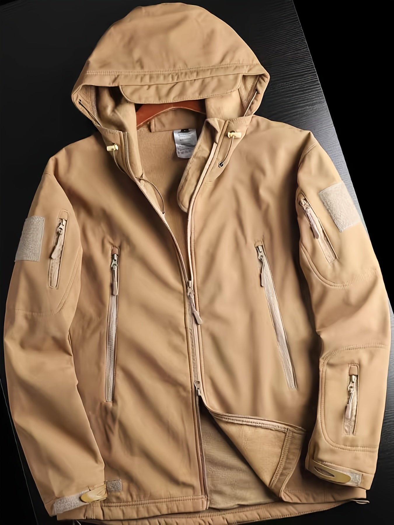 Cálida chaqueta cortaviento unicolor con bolsillos para hombre | Perfecta para actividades al aire libre