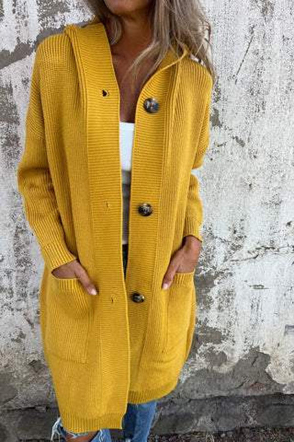 Lina | Chaqueta de punto de longitud media con capucha y bolsillos para mujer