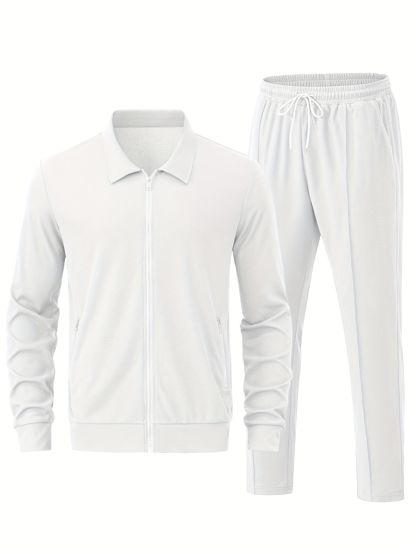 Chaqueta de chándal casual con cremallera y joggers para hombre | Perfecta para actividades al aire libre