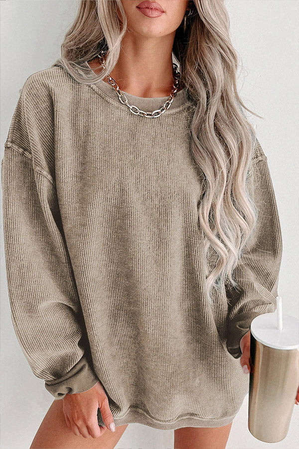 Jersey Camille de mujer, cuello redondo acanalado