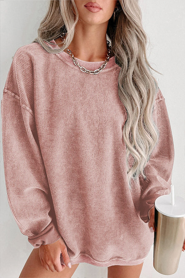 Jersey Camille de mujer, cuello redondo acanalado