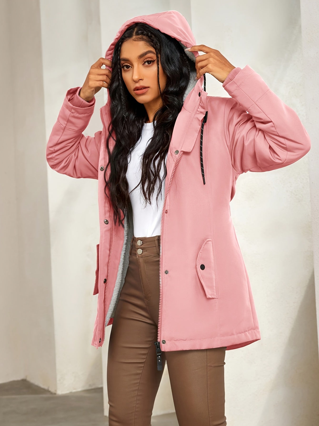 Chaqueta de invierno Casual Cosy con forro polar y capucha para mujer | Ideal para otoño/invierno