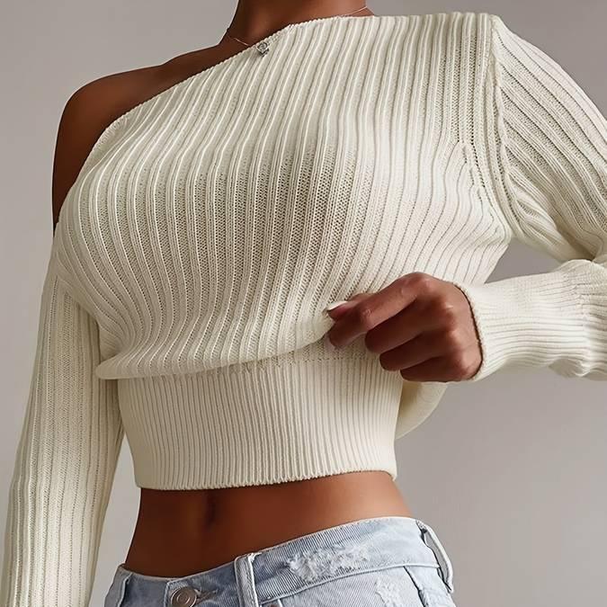 Mira - Jersey corto de punto asimétrico para mujer