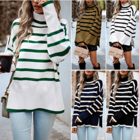 Gylda Sweater | Jersey de cuello alto a rayas para mujer