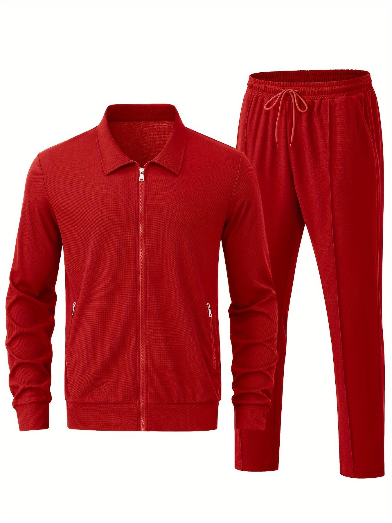 Chaqueta de chándal casual con cremallera y joggers para hombre | Perfecta para actividades al aire libre