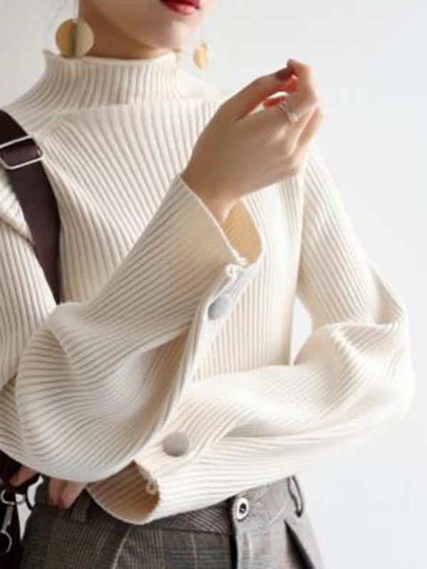 Jersey de cuello alto en colores lisos