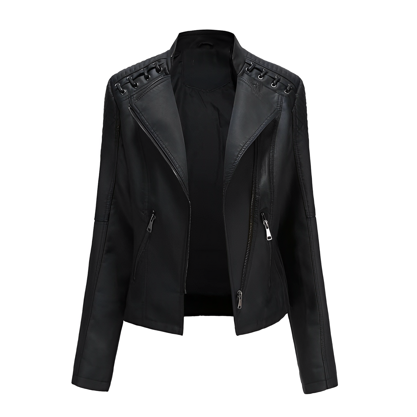 Chaqueta de cuero PU con cremallera