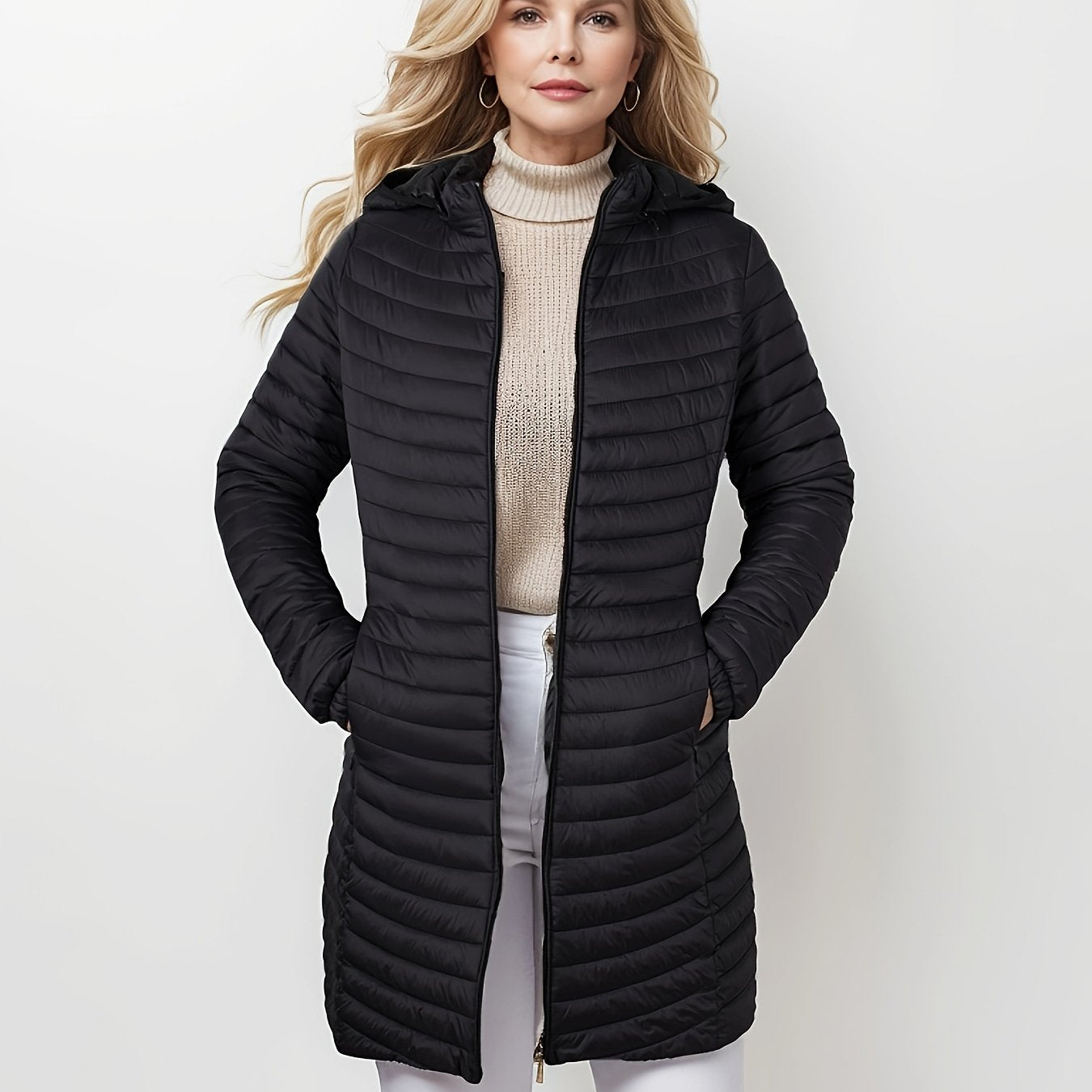 Sara | Chaqueta casual acolchada con capucha y cremallera frontal