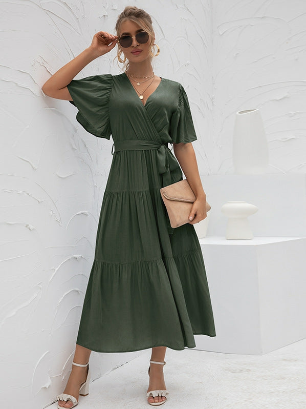 vestido largo con cuello en V