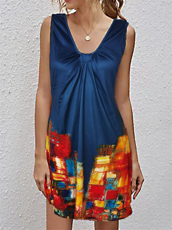 Vestido sexy estampado cuello pico verano