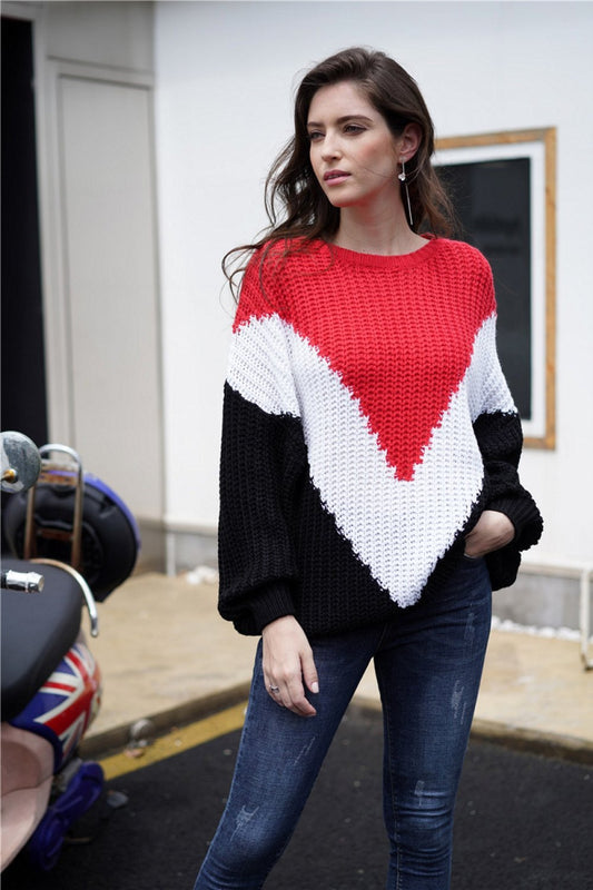 Jersey casual de color block para mujer
