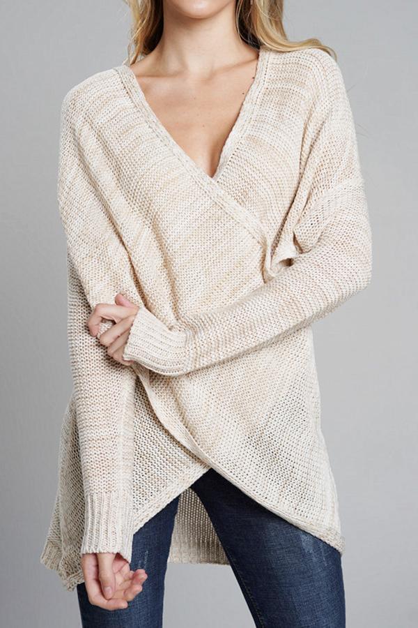 Jersey casual con cuello en V para mujer