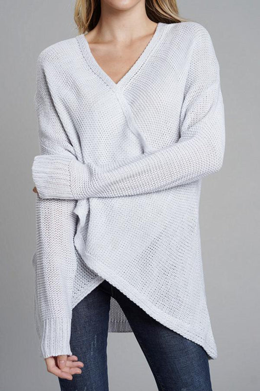 Jersey casual con cuello en V para mujer