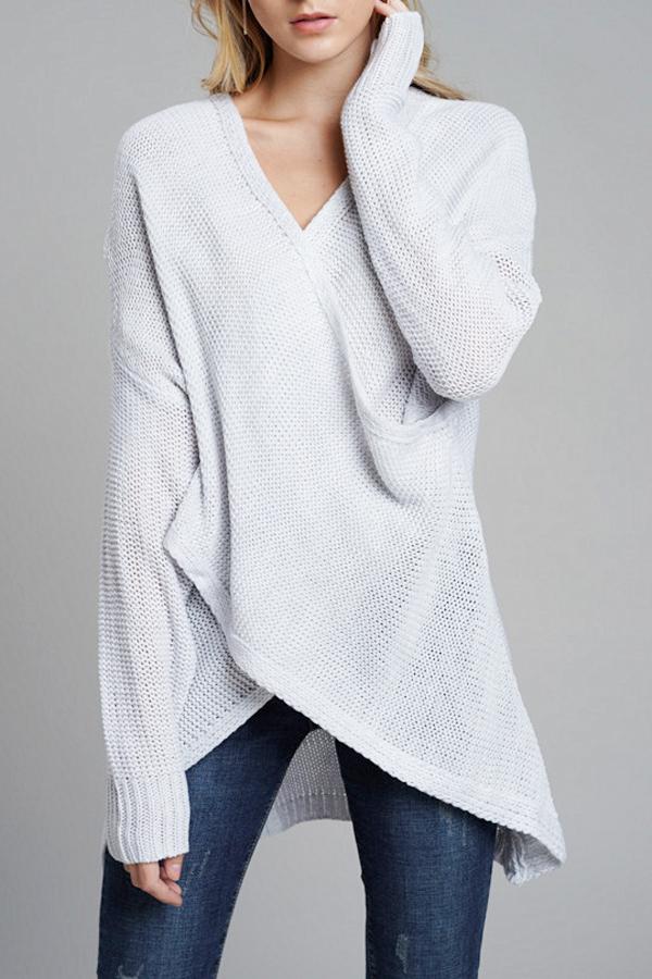 Jersey informal con cuello en V y entrepierna para mujer