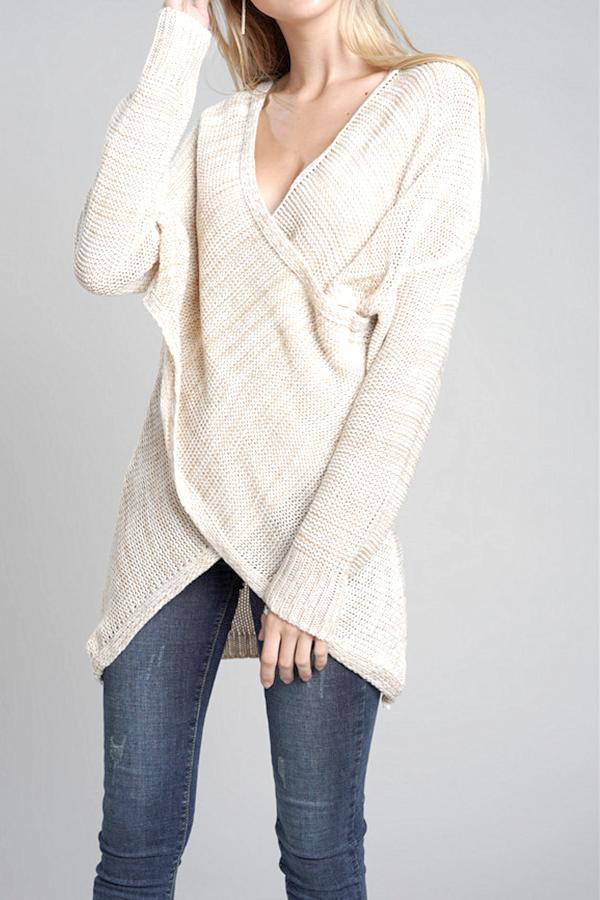 Jersey informal con cuello en V y entrepierna para mujer