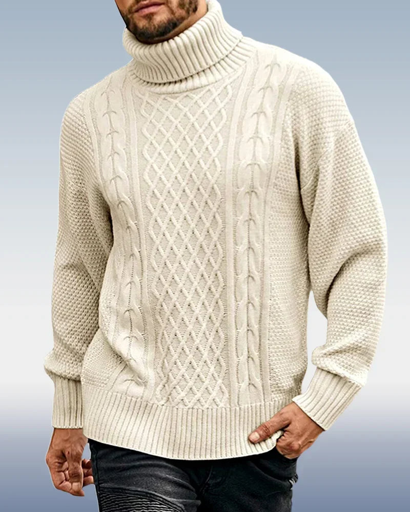 Jersey de cuello alto para hombre | Jersey de punto de manga larga en 3 colores