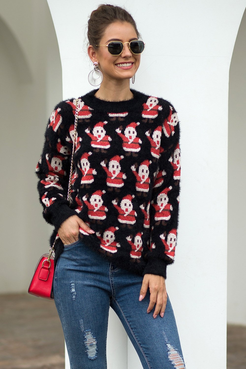 Jersey de mujer de felpa de Papá Noel