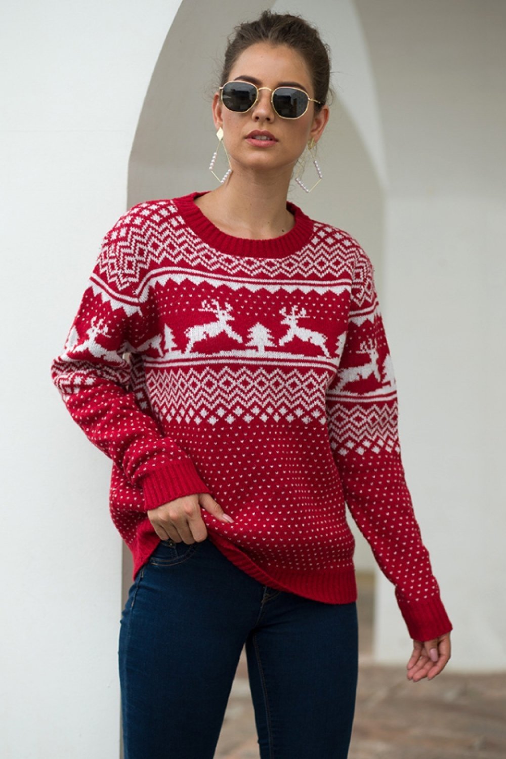 Jersey navideño de copos de nieve para señora