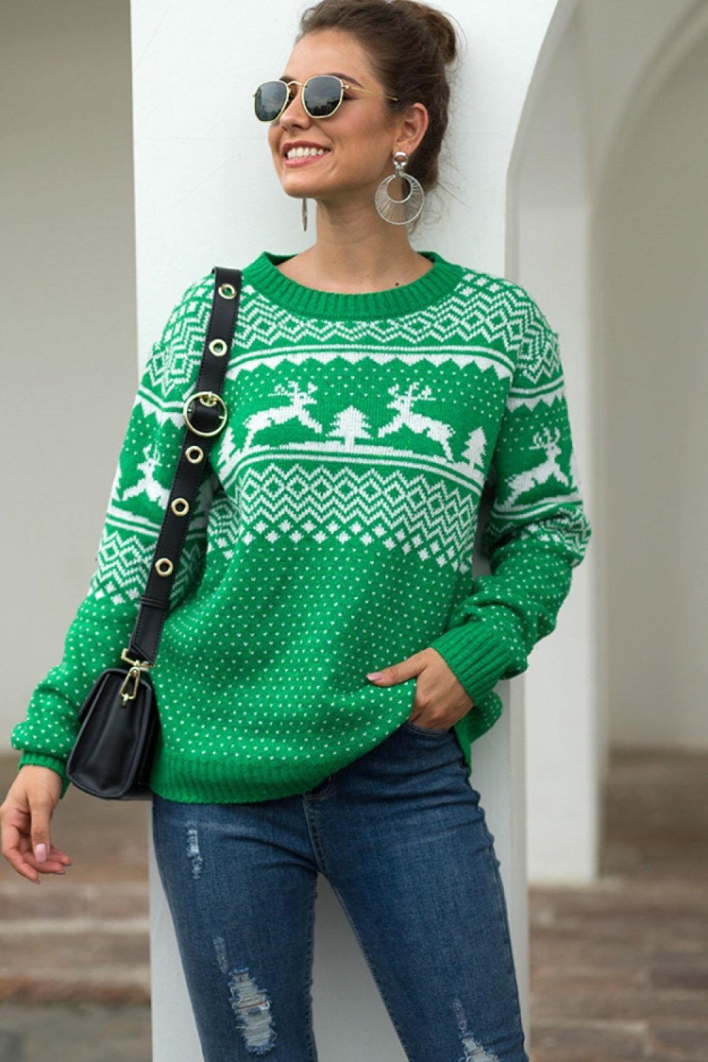 Jersey navideño de copos de nieve para señora