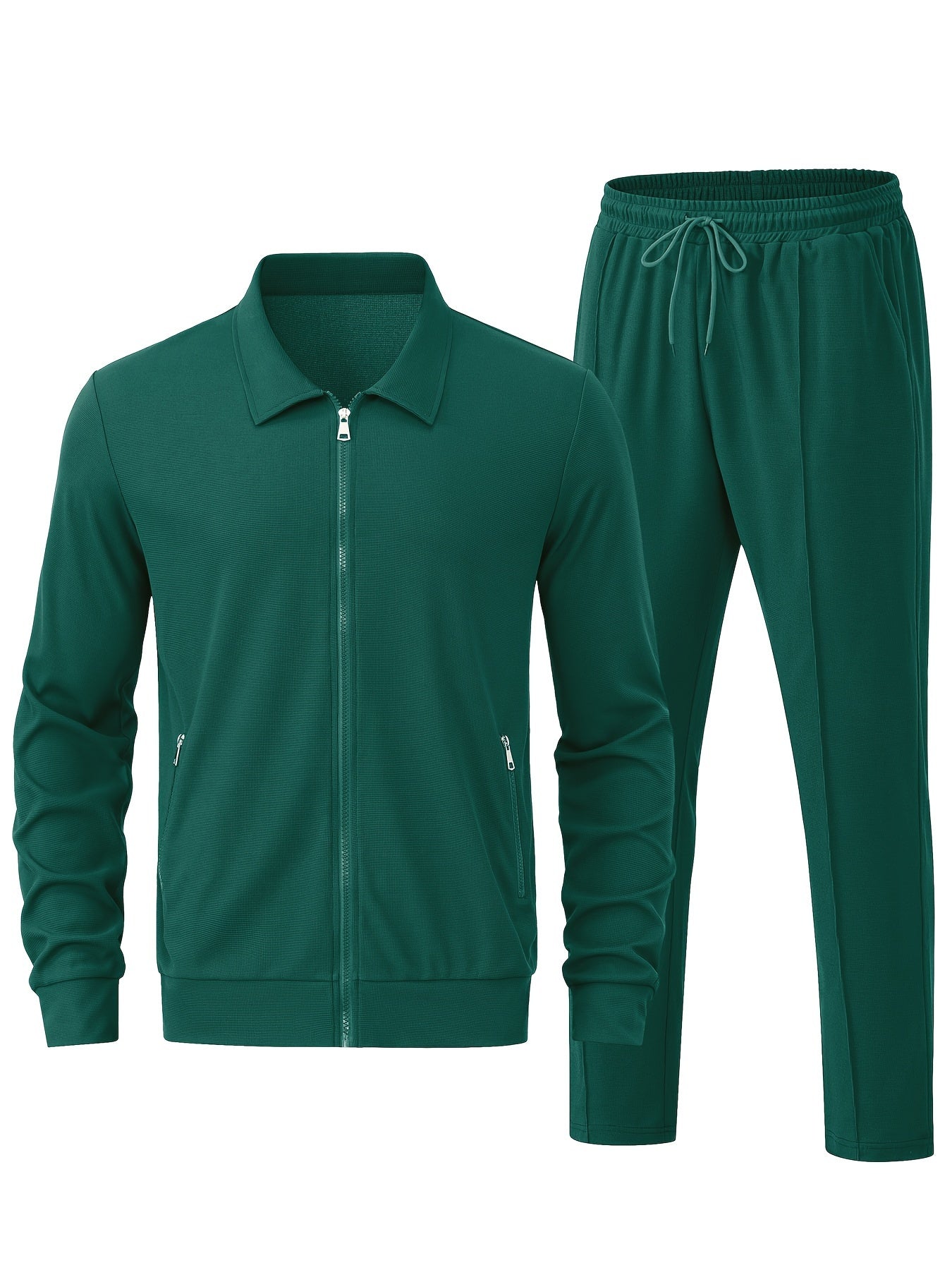 Chaqueta de chándal casual con cremallera y joggers para hombre | Perfecta para actividades al aire libre