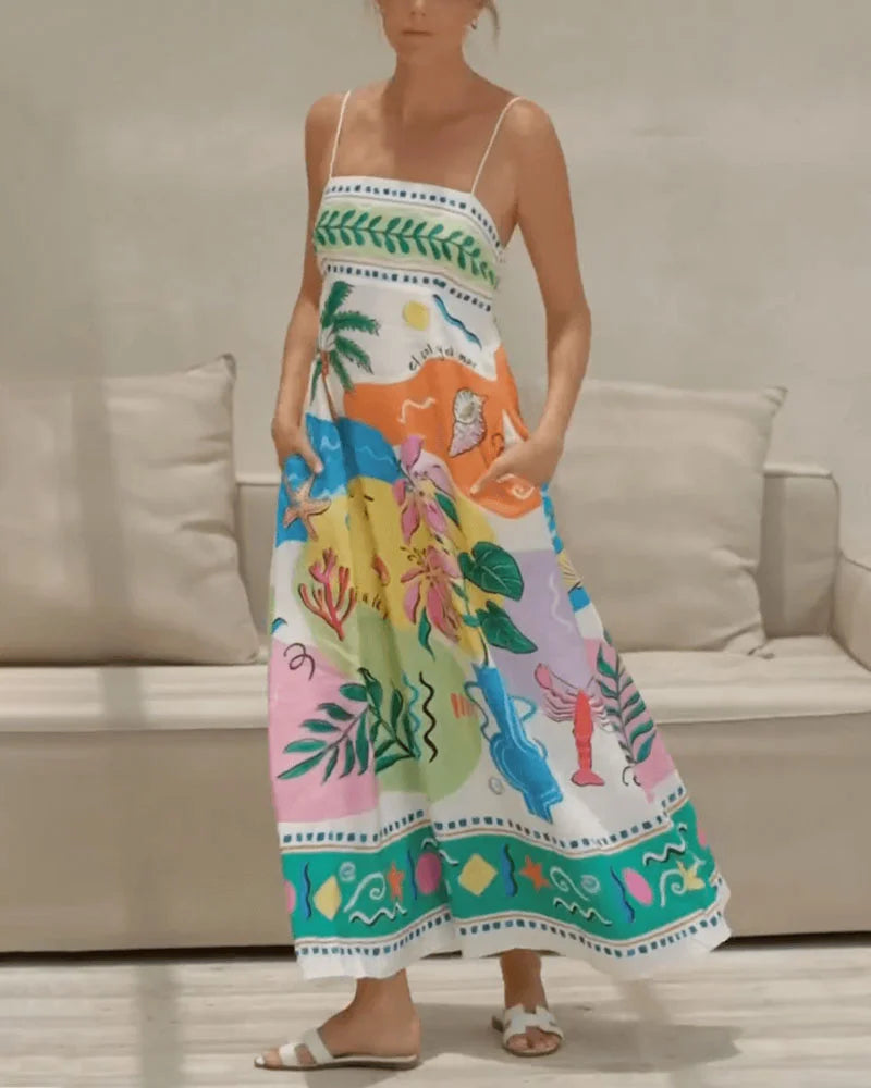 Summer Print Dress-Summer Island Holiday