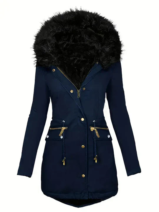 Ruby | parka con capucha de piel sintética y cordón de ajuste