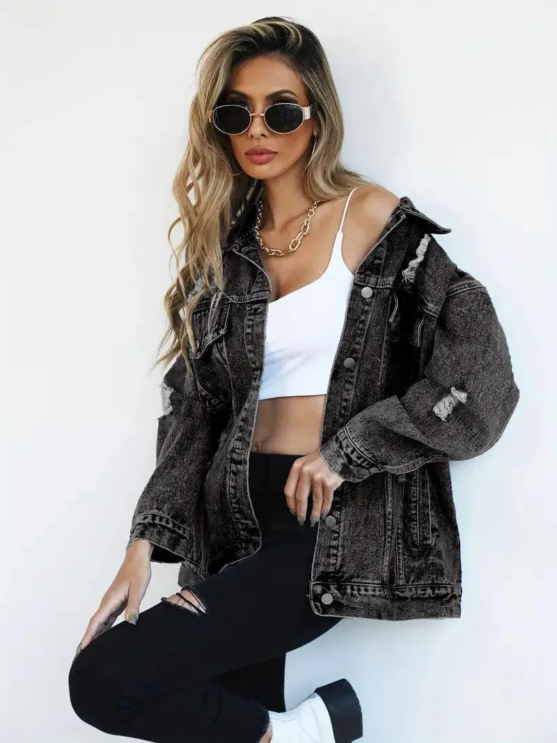 Chaqueta vaquera oversize de moda para mujer
