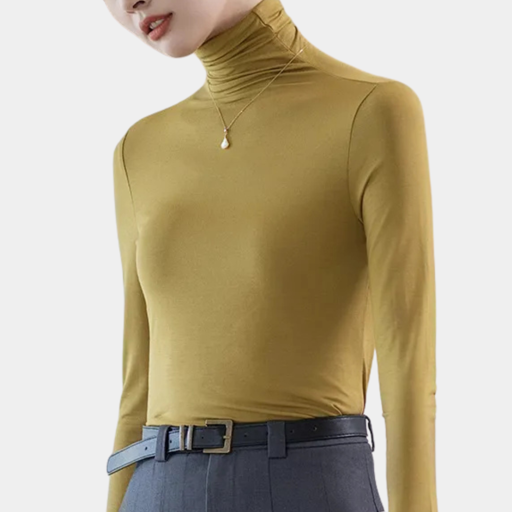 KAHNAY - Jersey casual de cuello alto para mujer