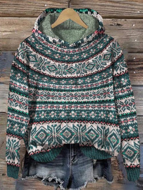 Heidi fashion | Sudadera con capucha de punto islandés