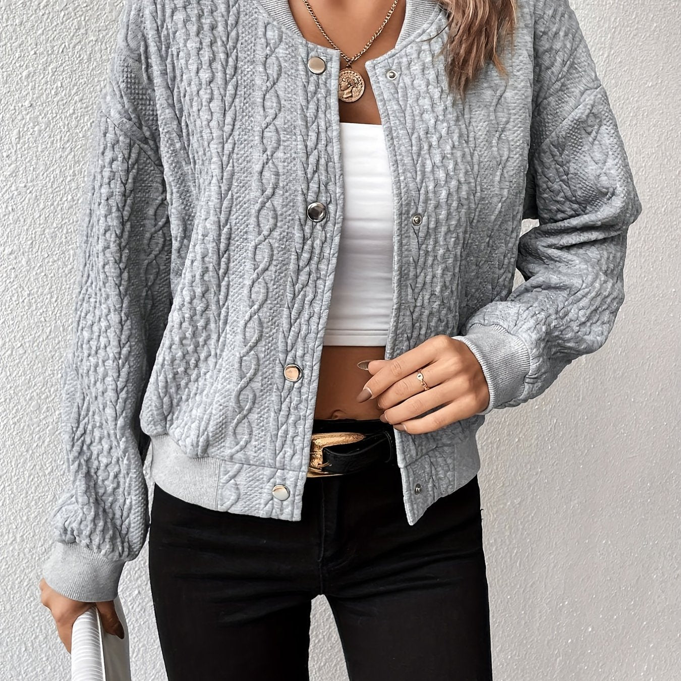Lotte | Chaqueta bomber lisa con textura de botones