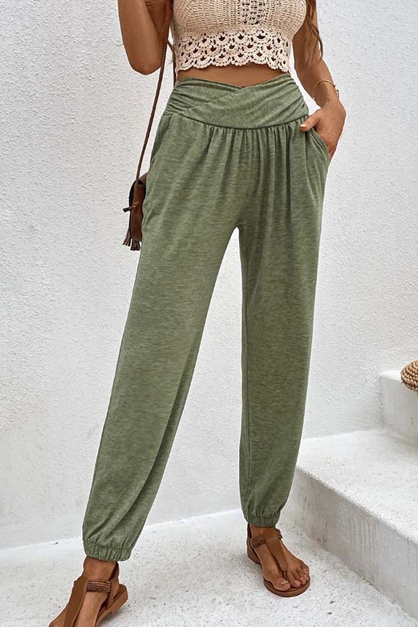 Pantalones de talle alto con bolsillos sueltos de estilo informal