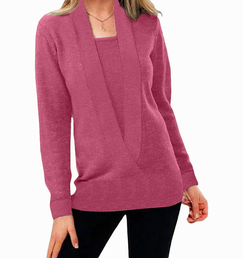 Aileen - Jersey clásico con cuello de pico para mujer